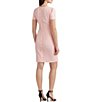 Color:Pink Opal - Image 2 - Lace Round Neck Short Puff Sleeve Cocktail Dress