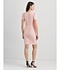 Color:Pink Opal - Image 4 - Lace Round Neck Short Puff Sleeve Cocktail Dress