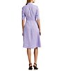Color:Wild Lavender - Image 2 - Linen Tie Waist Point Collar Button Down Shirt Dress