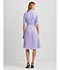 Color:Wild Lavender - Image 5 - Linen Tie Waist Point Collar Button Down Shirt Dress