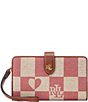 Color:Natural/Pink Luggage - Image 1 - Logo Canvas & Heart Leather Tech Wristlet