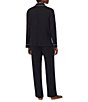 Color:Black - Image 2 - Long Sleeve Notch Collar Knit Long Pajama Set