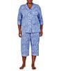 Color:Blue Paisley - Image 1 - Plus Paisley Print Jersey Knit Cropped Pajama Set