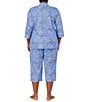 Color:Blue Paisley - Image 2 - Plus Paisley Print Jersey Knit Cropped Pajama Set