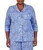 Color:Blue Paisley - Image 3 - Plus Paisley Print Jersey Knit Cropped Pajama Set