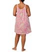 Color:Pink Paisley - Image 2 - Plus Size Double Strap Knit Paisley Print Nightgown