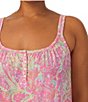 Color:Pink Paisley - Image 3 - Plus Size Double Strap Knit Paisley Print Nightgown
