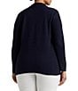Color:Lauren Navy - Image 2 - Plus Size Notch Lapel Long Sleeve Cotton Knit Blazer