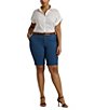 Color:Indigo Dusk - Image 3 - Plus Size Stretch Cotton Twill Shorts