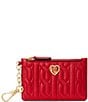 Color:Martin Red - Image 1 - Heart Logo Quilted Nappa Leather Zip Card Case