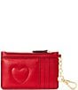 Color:Martin Red - Image 2 - Heart Logo Quilted Nappa Leather Zip Card Case