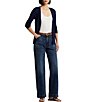 Color:Navy - Image 3 - Sarcaite Ribbed Knit Long Sleeve Button Front V-Neck Cardigan