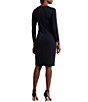 Color:Navy - Image 2 - Stretch Jersey Round Neck 3/4 Sleeve Ruched Dress
