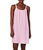 Color:Pink Stripe - Image 1 - Striped Print Scoop Neck Double Strap Knit Cotton Nightgown