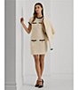 Color:Mascarpone Cream/Black - Image 4 - Two Tone Boucle Short Sleeve Patch Pocket Sheath Dress