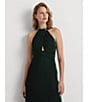 Color:Dark Green - Image 6 - Velvet Beaded Halter Gown