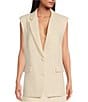 Color:Pearl - Image 1 - Coordinating Notch Lapel Pocketed Sleeveless Blazer Vest