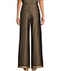 Color:Brown/Black - Image 2 - Coordinating Printed High Waisted Straight Leg Satin Coordinating Trouser Pants