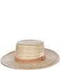 Color:Natural - Image 1 - Logo Patch Suede Band Straw Panama Hat