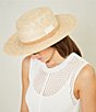 Color:Natural - Image 3 - Logo Patch Suede Band Straw Panama Hat