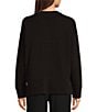 Color:Black - Image 2 - Stretch Knit Organic Cotton Crew Neck Long Sleeve Pullover Coordinating Sweatshirt