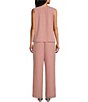 Color:Rose Gold - Image 4 - Round Neck 3/4 Sleeve Embroidered Sequin Trim 3-Piece Pant Set