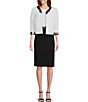 Color:White/Black - Image 1 - 3/4 Sleeve Round Neck Embroidered Trim 2-Peice Jacket Dress
