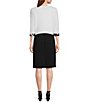 Color:White/Black - Image 2 - 3/4 Sleeve Round Neck Embroidered Trim 2-Peice Jacket Dress
