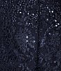 Color:Navy - Image 3 - Embroidered Lace Pebble Georgette 3/4 Sleeve Illusion Crew Neck Gown