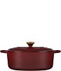 Color:Rhone - Image 2 - Signature 6.75-Quart Oval Enameled Cast Iron Dutch Oven with Gold Stainless Steel Knob - Rhone