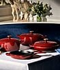 Color:Rhone - Image 5 - Signature 6.75-Quart Oval Enameled Cast Iron Dutch Oven with Gold Stainless Steel Knob - Rhone