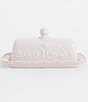 Color:White - Image 2 - French Perle Scalloped Stoneware Covered Butter Dish