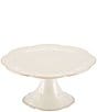 Color:White - Image 1 - French Perle Scalloped Stoneware Pedestal Cake Plate