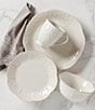 Color:White - Image 2 - French Perle Scalloped Stoneware 4-Piece Place Setting