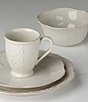 Color:White - Image 3 - French Perle Scalloped Stoneware 4-Piece Place Setting