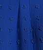 Color:Blue Saga - Image 4 - Dot Jacquard Woven Split V-Neck Short Flutter Sleeve Top