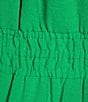 Color:Forest Green - Image 3 - Short Sleeve Split V-Neck Tiered Skirt Smocked Waist Maxi Dress