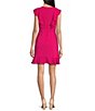 Color:Hot Pink - Image 2 - Short Sleeve V-Neck Tie Waist Ruffle Skirt Sheath Dress
