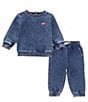 Color:Out Of The Blue - Image 1 - Levi's® Baby Boys 3-24 Months Long Sleeve French Terry Sweatshirt & Matching Jogger Pants Set