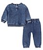 Color:Out Of The Blue - Image 2 - Levi's® Baby Boys 3-24 Months Long Sleeve French Terry Sweatshirt & Matching Jogger Pants Set