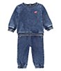 Color:Out Of The Blue - Image 3 - Levi's® Baby Boys 3-24 Months Long Sleeve French Terry Sweatshirt & Matching Jogger Pants Set