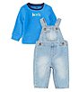 Color:Nebula - Image 1 - Levi's® Baby Boys 3-9 Months Long Sleeve Logo Jersey T-Shirt & Sleeveless Denim Overalls Set