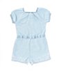 Color:Blue - Image 2 - Levi's® Baby Girls 12-24 Months Puffed Sleeve Embroidered-Hem Chambray Romper
