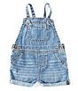 Color:Day Off - Image 1 - Levi's® Baby Girls 12-24 Months Spaghetti-Strap Denim Shortall