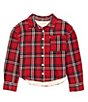 Color:Chili Pepper - Image 1 - Levi's® Big Girls 7-16 Long Sleeve Sherpa Lined Plaid Woven Top