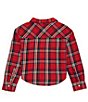 Color:Chili Pepper - Image 2 - Levi's® Big Girls 7-16 Long Sleeve Sherpa Lined Plaid Woven Top