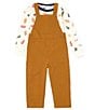 Color:Cathay Spice - Image 1 - Levi's® Little Boys 2T-7 Long Sleeve Happy Camper T-Shirt & Overalls Jumper Set