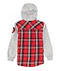 Color:Chili Pepper - Image 2 - Levi's® Little Boys 2T-7 Long Sleeve Plaid Flannel Hooded Shacket