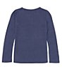 Color:Navy - Image 2 - Levi's® Little Girls 2T-6X Long Sleeve Printed-Batwing Logo T-Shirt