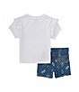 Color:Bright White - Image 2 - Levi's® Little Girls 2T-6X Short Sleeve Beach Teddy T-Shirt & Short Set